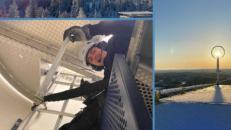 Våra tekniker genomför en omfattande serviceåtgärd, en så kallad 4 års- service. Här är de på plats i turbinen för påfyllning av fett och kväve, byte av filter, batterier, kol och kontaktorer. 