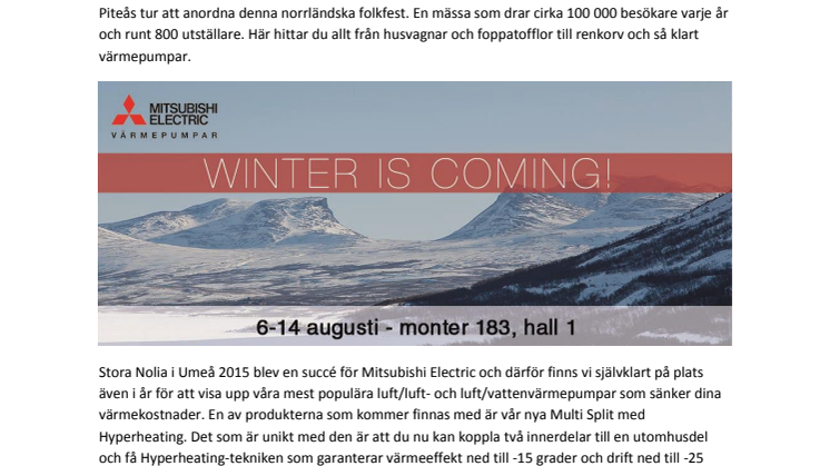 Mitsubishi Electric på Stora Nolia i Piteå