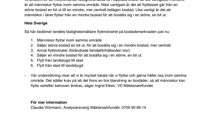 Allra vanligast att flytta inom samma område i Uppsala 