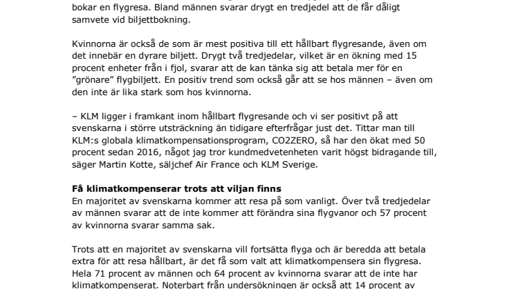 Svenska flygresenärer månar om miljön – i teorin 