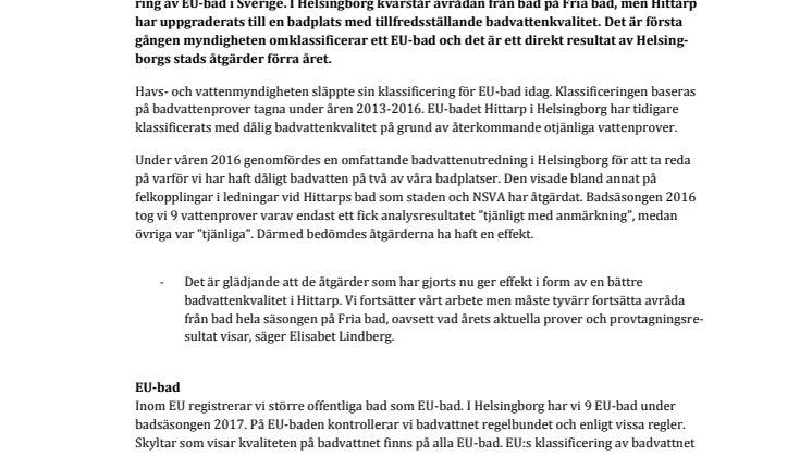 ​Arbetet för en bättre badvattenkvalitet ger effekt