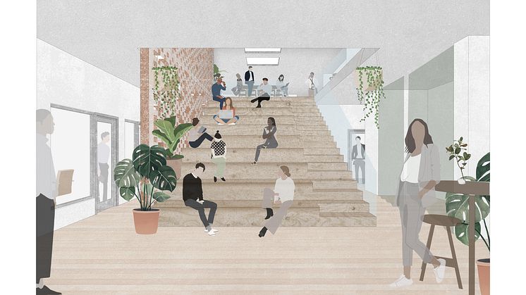 Illustration av Byggarnas Hus gjord av Strategisk Arkitektur.