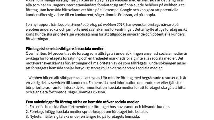 Många svenska företag saknar planer på hemsida