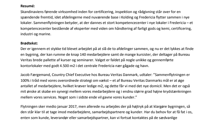 Bureau Veritas Danmark samler sine eksperter under samme tag og slår sin position som kompetencecenter fast  