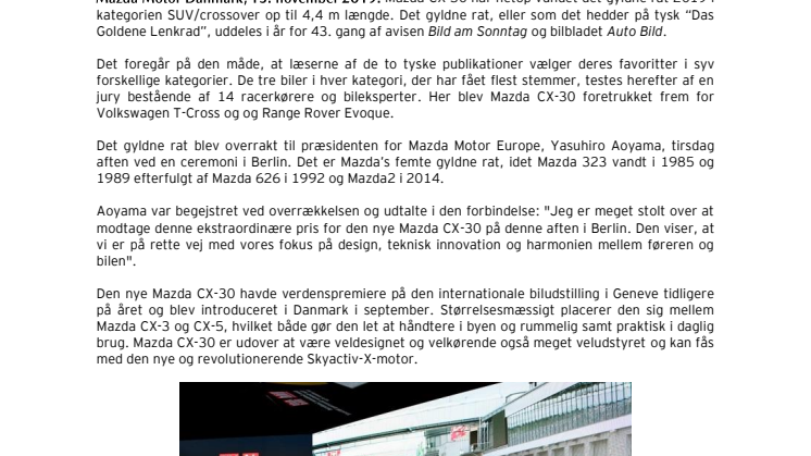 Gyldent tysk rat til Mazda CX-30