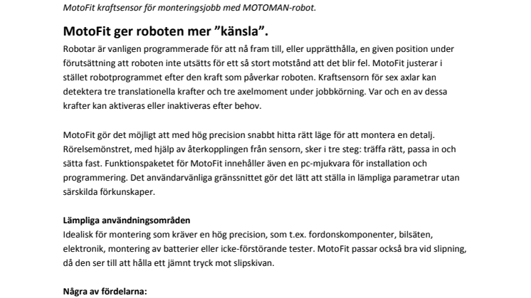 MotoFit ger roboten mer ”känsla”.