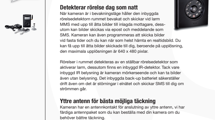MMS kamera/MMS larm