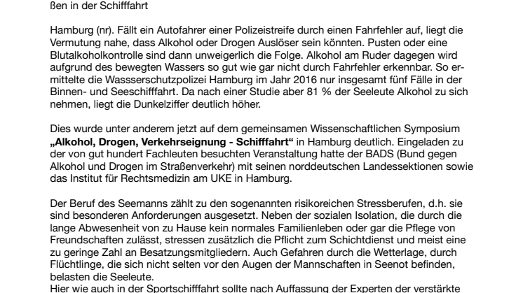 „Alkohol und Drogenverstöße auf See stärker kontrollieren“