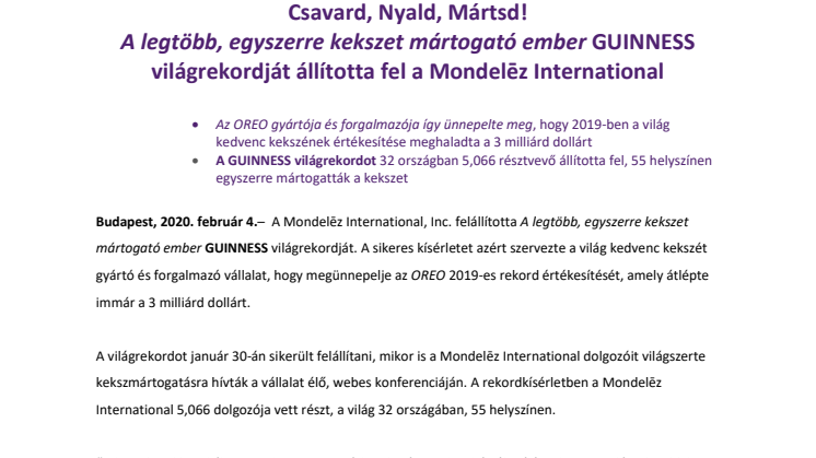 Csavard, Nyald, Mártsd!  A legtöbb, egyszerre kekszet mártogató ember GUINNESS világrekordját állította fel a Mondelēz International 
