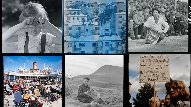Projekten omfattar en bredd av fotografer som skildrar människor, platser, föremål och händelser kopplade till vardagslivet i Norden. Foton: Bo Trenter och Gösta Glase (nedre raden, vänster och höger), Nordiska museet.