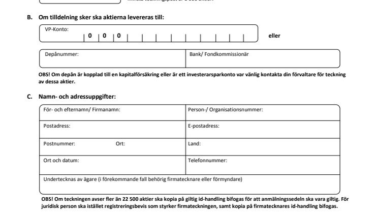 Anmälningssedel