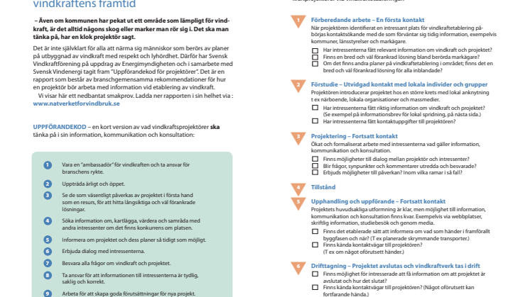 Uppförandekod för vindkraftsprojektörer