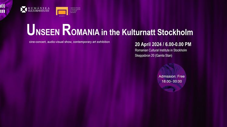 "Unseen Romania” – cine-konsert, filmvisningar, utställning och jazzkonserten ”Trumpetre”  under Kulturnatten i Stockholm