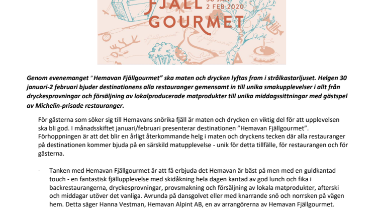 Ny gastronomisk upplevelse i Hemavan