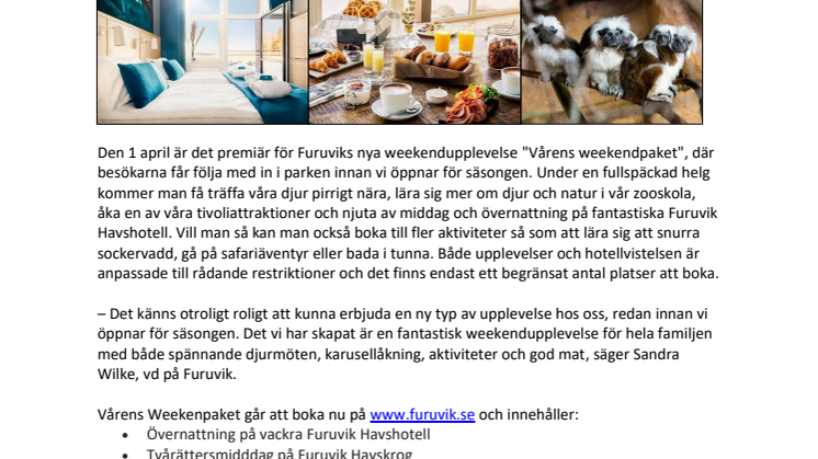 Furuvik öppnar nya weekendupplevelser i vår