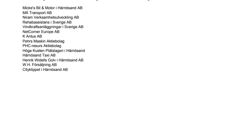 Företagen bakom Bästa Tillväxt 2010 i Härnösand kommun.