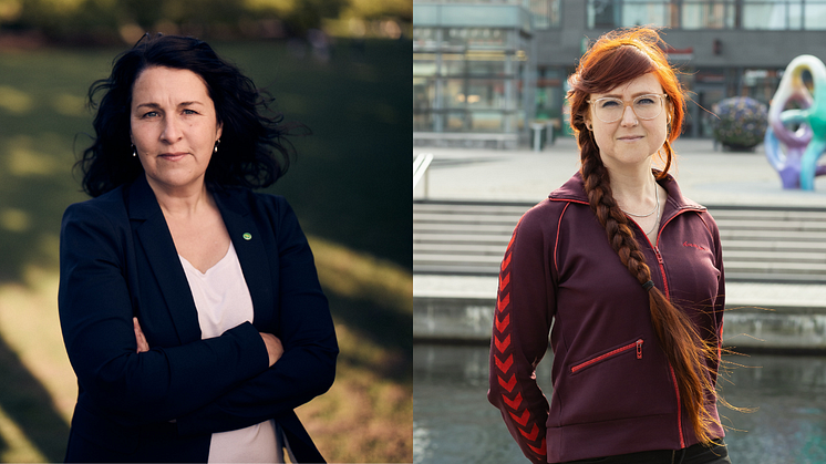 Mätta Ivarsson, gruppledare för MP i Region Skåne, och Louise Arndt, ledamot för MP i kollektivtrafiknämnden