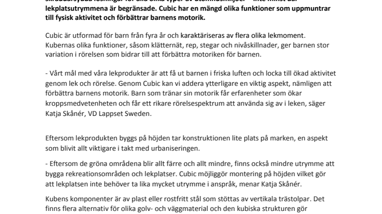 Ny kubistisk lekplats från Lappset bygger på höjden