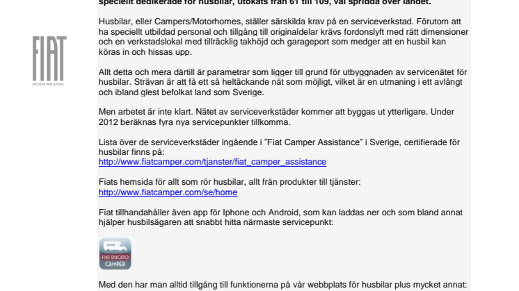 Ännu bättre servicenät för Fiat Husbilar