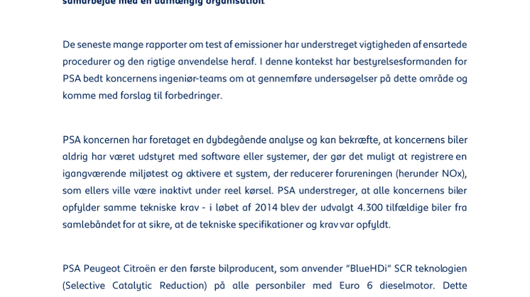 PSA Peugeot Citroën vil offentliggøre realistiske brændstoftal