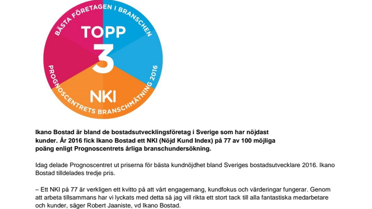 Ikano Bostads kunder blir bara nöjdare och nöjdare