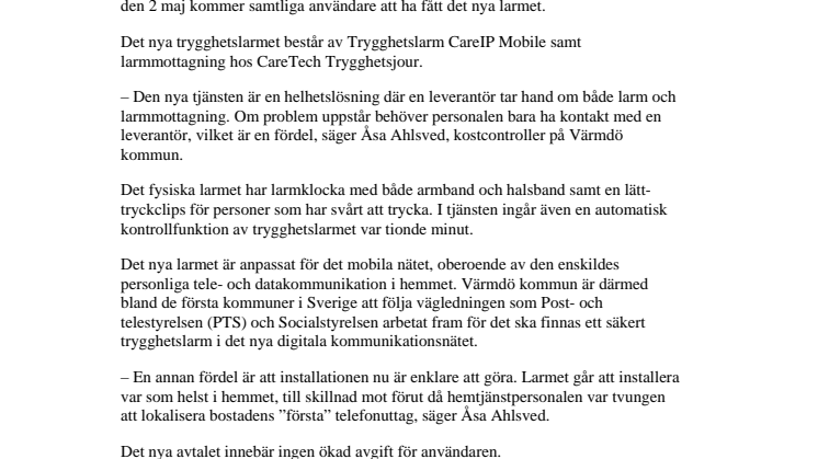 Nytt mobilt trygghetslarm i Värmdö