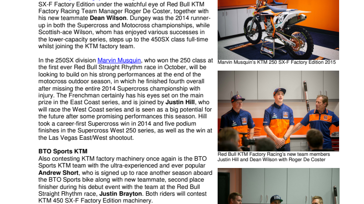 KTM LAUNCHES 2015  SUPERCROSS TEAMS!