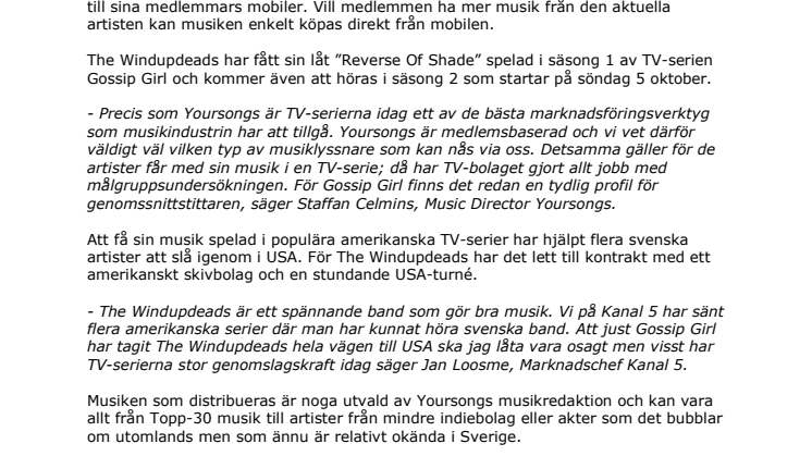 Skvaller från Yoursongs - gratis