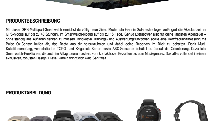 Datenblatt fenix 6 Pro Solar-Serie FH