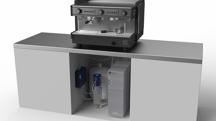 Bluewater Café Station™ solution not only purifies water of all known contaminants but also optimally enhances it using Bluewater's exclusive Liquid Rock® mineral dosing system