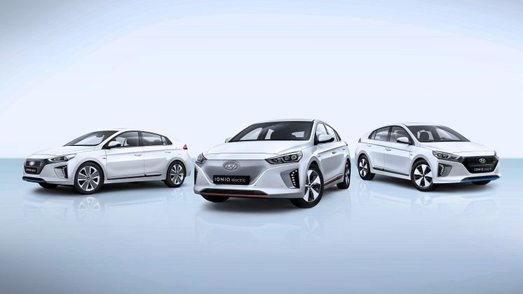 Miljøbilkonseptet IONIQ fra Hyundai er nå komplett med dette trekløveret. En elbil, en hybrid og en ladehybrid i samme innpakking.