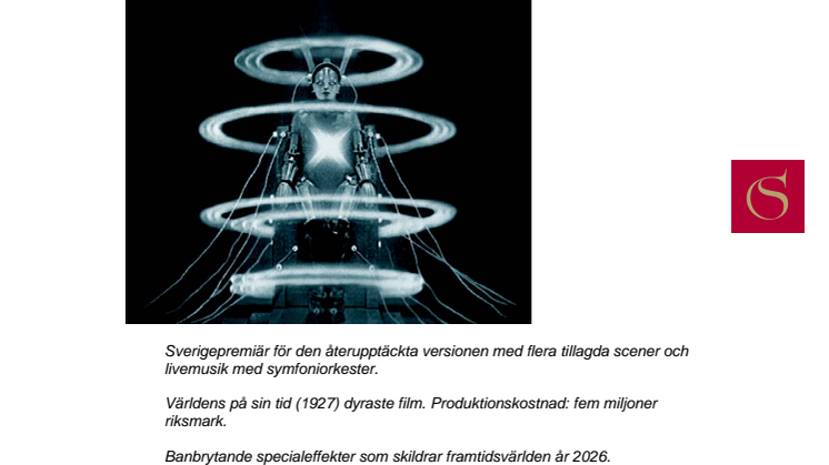 Nypremiär: Fritz Langs kultfilm Metropolis