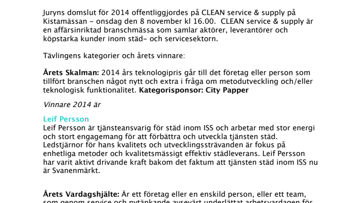 Klart med vinnarna i CLEAN Bright Awards