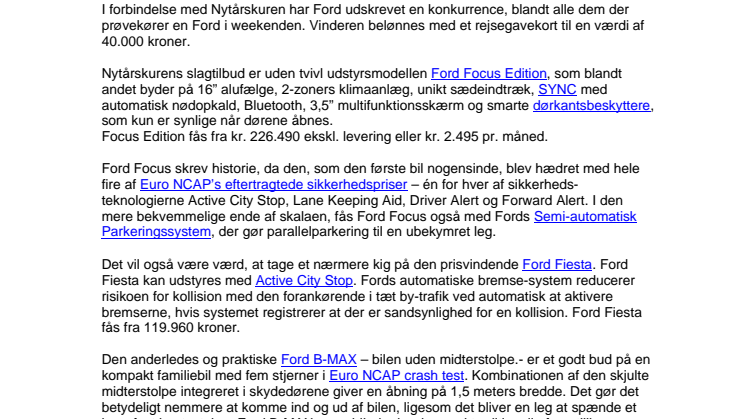 FORD NYTÅRSKUR MED KONKURRENCE OG STÆRKE TILBUD 