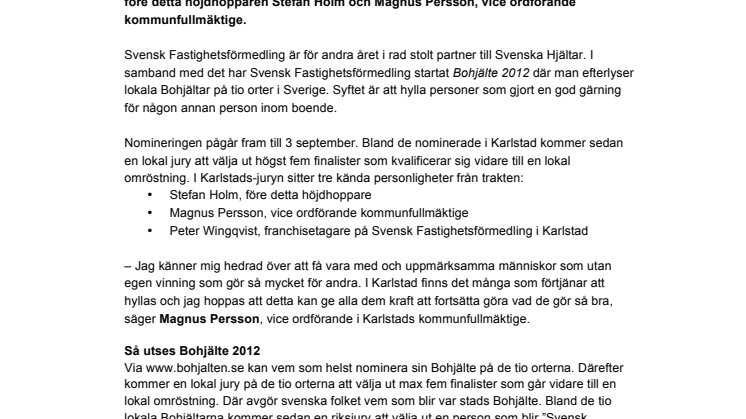Karlstadsprofiler i juryn för Bohjälte 2012