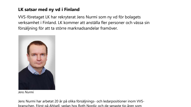 LK satsar med ny vd i Finland