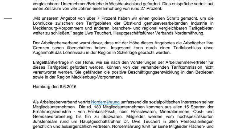27 Prozent – Obst- und gemüseverarbeitende Industrie warnt vor überzogenem Tarifabschluss