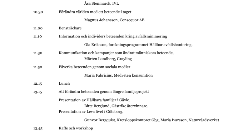 Välkommen på seminarium om beteende, kommunikation, konsumtion och  avfallsmängder 
