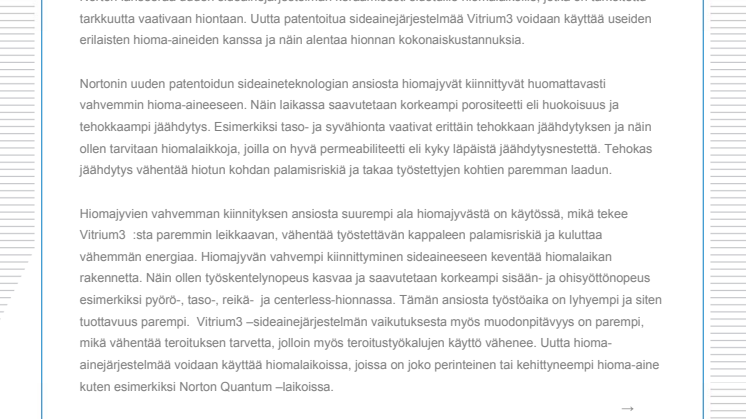 Uusi sideainejärjestelmä tarkkuushiontaan käytettäville laikoille