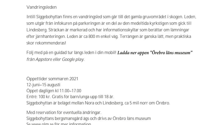 Siggebohyttans program  2021