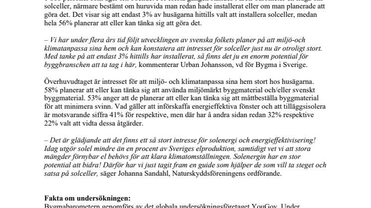 Varannan husägare kan tänka sig installera solceller