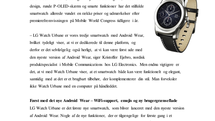 LG WATCH URBANE FØRST MED NYT ANDROID WEAR