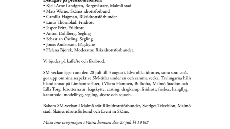 Pressinbjudan: Presskonferens SM-veckan