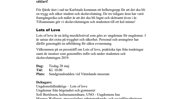 Pressinbjudan: Trygg och säker student/skolavslutning