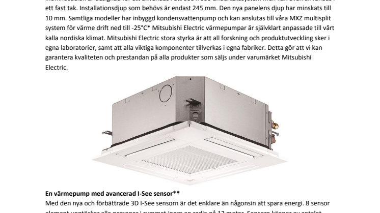Mitsubishi Electric lanserar avancerad takkassett 