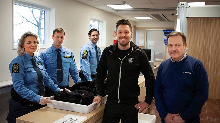 Falu tingsrätts ordningsvakter Sofia Svedlund, Robert Degeräng och Andreas Parborn samt Glenn Risander, DSS och Thomas Lindberg, Elektroskandia.