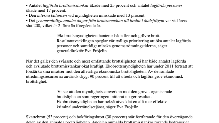 Förbättrat resultat trots fler och grövre ekobrott
