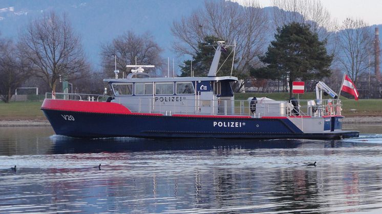 Auch am Boot der Polizei Vorarlberg wurde ein Wasserspender integriert