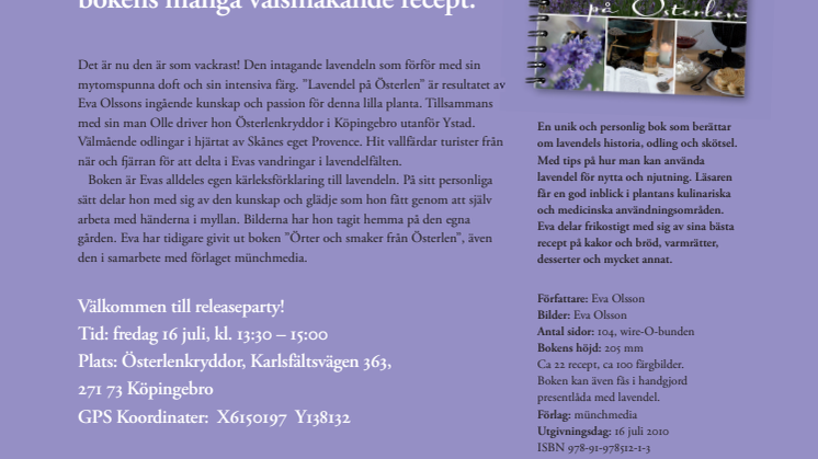 Pressinbjudan Lavendel på Österlen. Österlenkryddor och münchmedia
