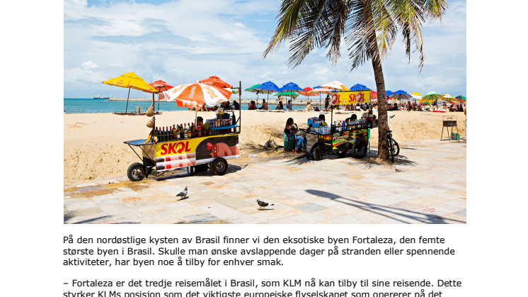  Nå flyr KLM til den brasilianske solbyen Fortaleza